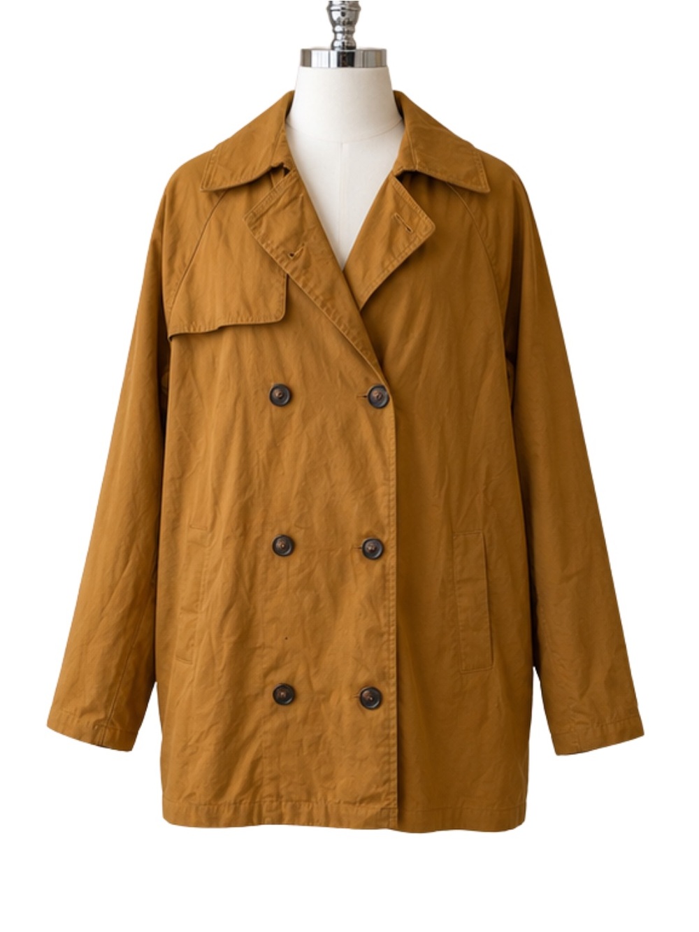 LOVE TREE Brown Double-Breasted Trench Jacket Size Large Lightweight Coat